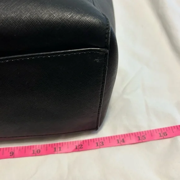 Michael Kors Black Gold Tote Handbag Women’s Purse Leather Walsh Mk Zipper - Picture 7 of 15